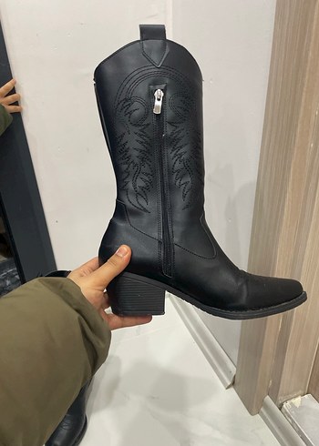 Siyah Deri Dizüstü Kadın Botlar - Görsel 2