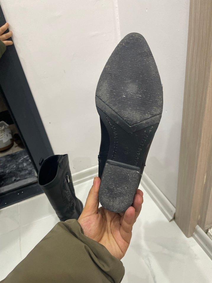 Siyah Deri Dizüstü Kadın Botlar - Görsel 3