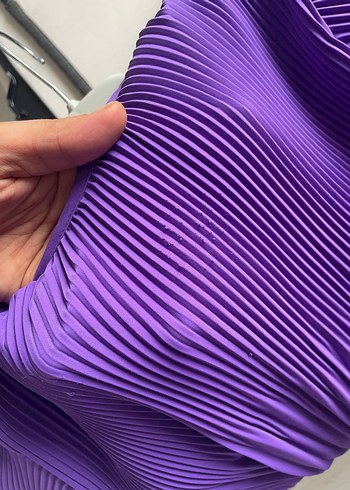 Mor Pilili Uzun Kollu Kadın Elbise - Görsel 6