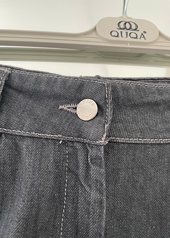 Gri Kot Midi Etek, Kemerli, Rahat Kesim - Görsel 5