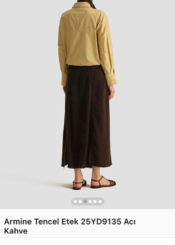 Kahverengi Süet Midi Etek - Görsel 2