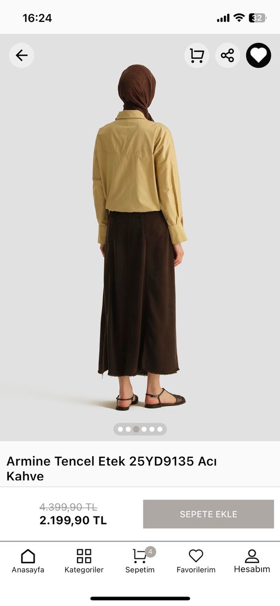 Kahverengi Süet Midi Etek - Görsel 2