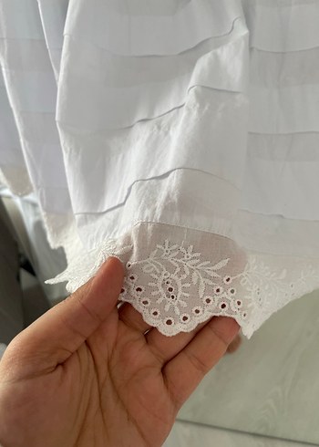 Uzun Kollu Beyaz Keten Uzun Elbise - Görsel 2