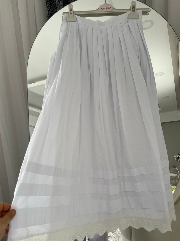 Uzun Kollu Beyaz Keten Uzun Elbise - Görsel 3