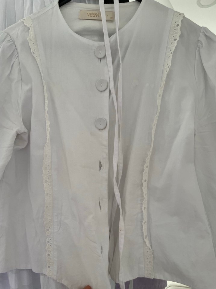 Uzun Kollu Beyaz Keten Uzun Elbise - Görsel 4