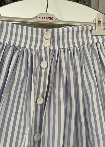 Mavi Çizgili Midi Hamile Etek - Görsel 3