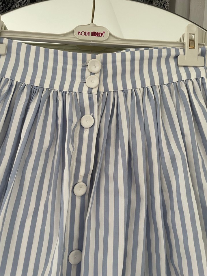 Mavi Çizgili Midi Hamile Etek - Görsel 3