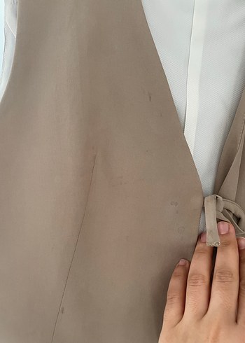 Kemerli Bej Kadın Yelek - Görsel 2