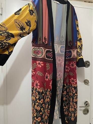Renkli uzun elbise kimono