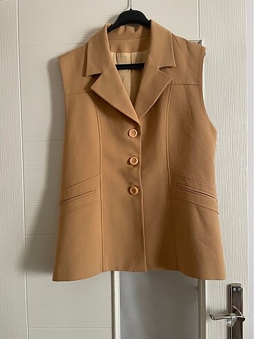 Suud Collection Sarımsı bal rengi blazer yelek