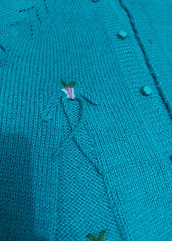 Turkuaz Renk Mini Triko yelek - Görsel 5