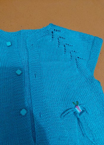 Turkuaz Renk Mini Triko yelek - Görsel 4