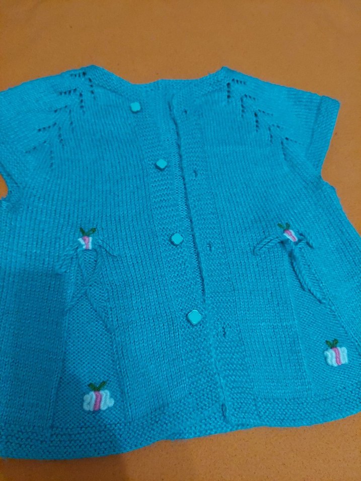 Turkuaz Renk Mini Triko yelek - Görsel 3