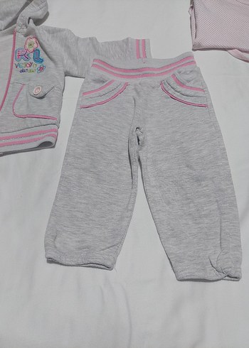 Kız Bebek Gri Nakışlı Fermuarlı Takım - Görsel 8