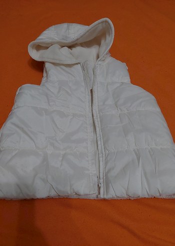 Bebek Beyaz Kapüşonlu Fermuarlı şişme Yelek - Görsel 3