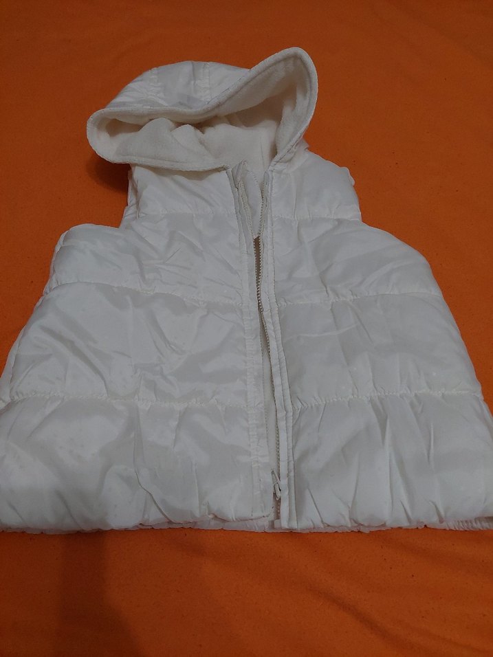 Bebek Beyaz Kapüşonlu Fermuarlı şişme Yelek - Görsel 3