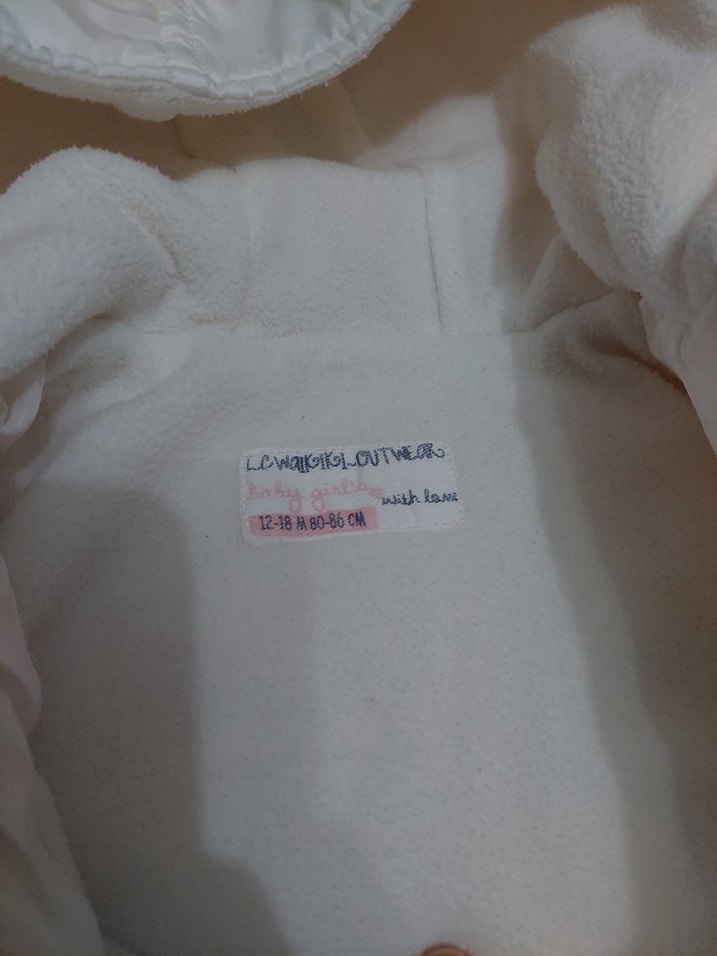 Bebek Beyaz Kapüşonlu Fermuarlı şişme Yelek - Görsel 2