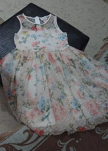 Kız Çocuk Çiçekli Dantelli Bohem Elbise - Görsel 5