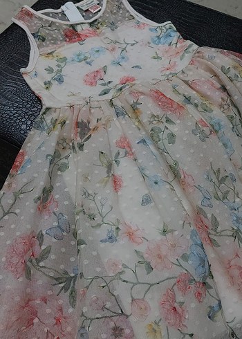 Kız Çocuk Çiçekli Dantelli Bohem Elbise - Görsel 6