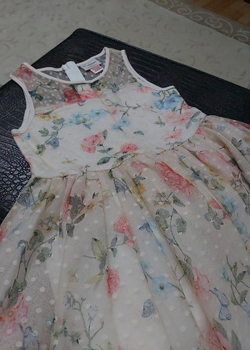 Kız Çocuk Çiçekli Dantelli Bohem Elbise - Görsel 2