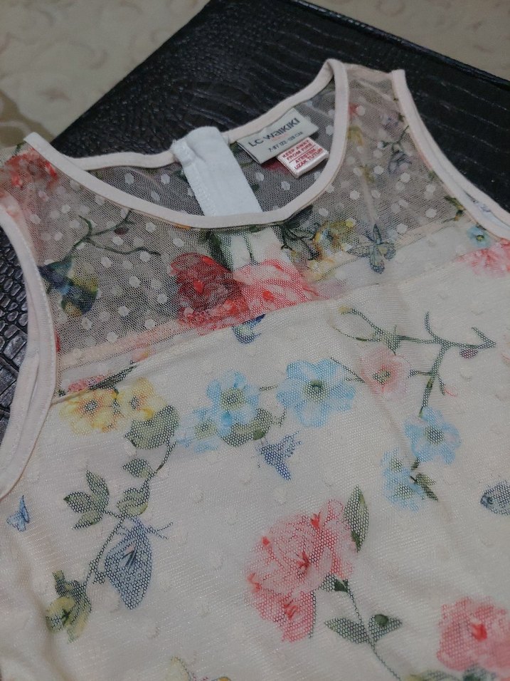 Kız Çocuk Çiçekli Dantelli Bohem Elbise - Görsel 3