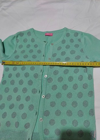 Yeşil Puantiyeli Düğmeli Kız Hırka - Görsel 5