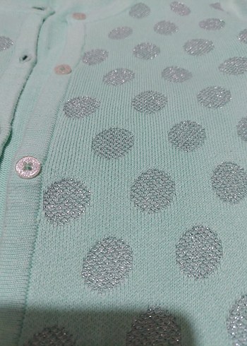 Yeşil Puantiyeli Düğmeli Kız Hırka - Görsel 3