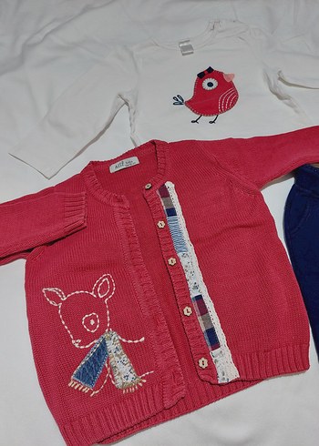 Nakışlı, Uzun Kollu Bebek Kız Takımı - Görsel 2