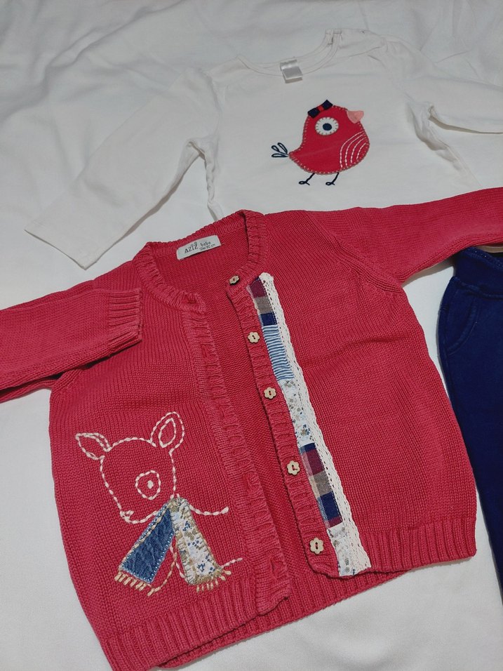 Nakışlı, Uzun Kollu Bebek Kız Takımı - Görsel 2