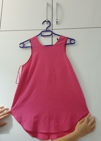 Pembe Askısız Salaş Midi Bluz - Görsel 2