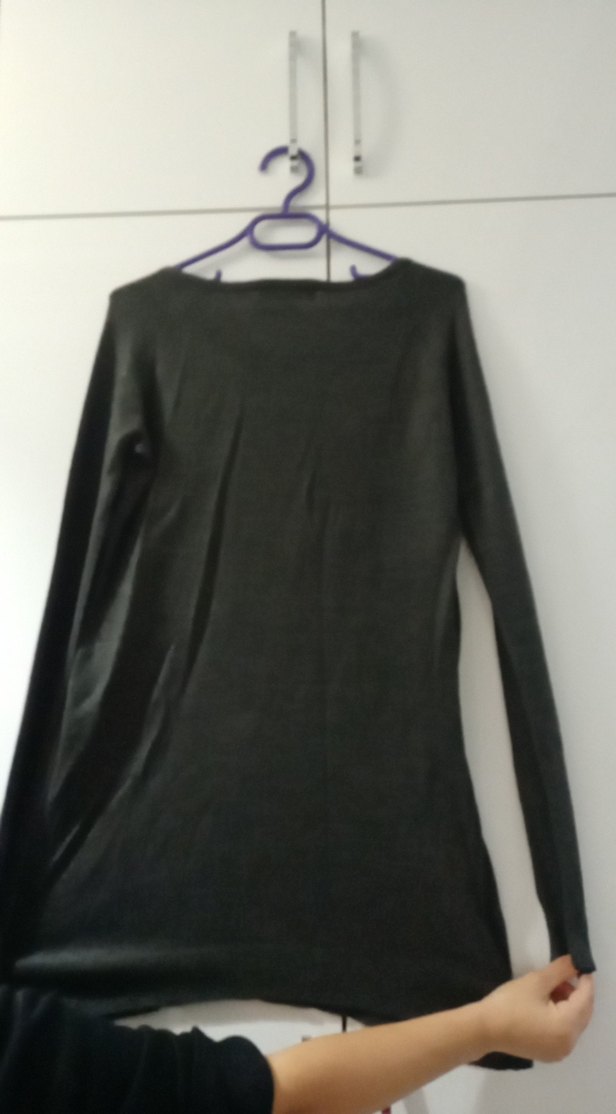 Siyah Uzun Kollu Salaş Kadın Kazak - Görsel 3