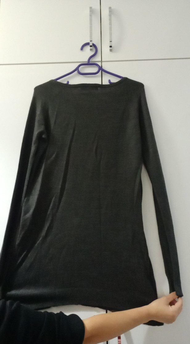 Siyah Uzun Kollu Salaş Kadın Kazak - Görsel 4