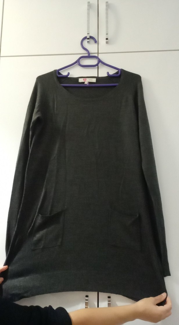 Siyah Uzun Kollu Salaş Kadın Kazak - Görsel 2