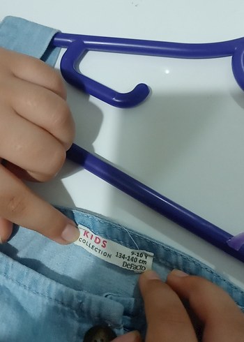 Mavi Kadın Keten Düğmeli Askılı Tulum - Görsel 6