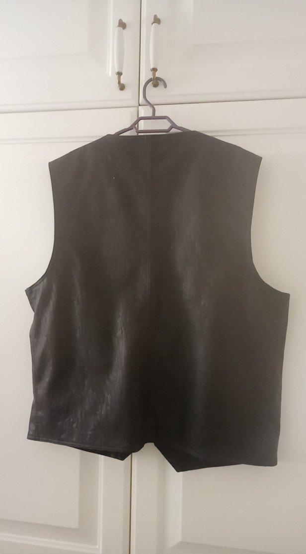 Erkek Siyah Deri Biker Yelek özel tasarım - Görsel 3