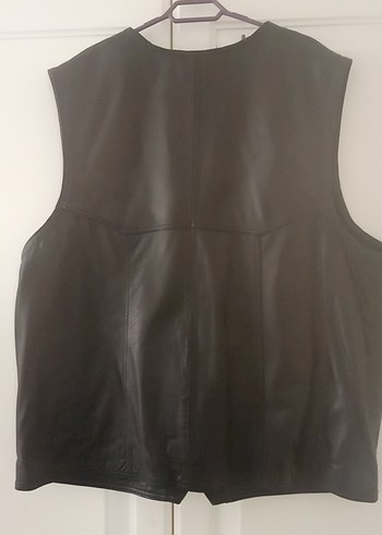 Erkek Siyah Deri Biker Yelek Düğmeli - Görsel 2