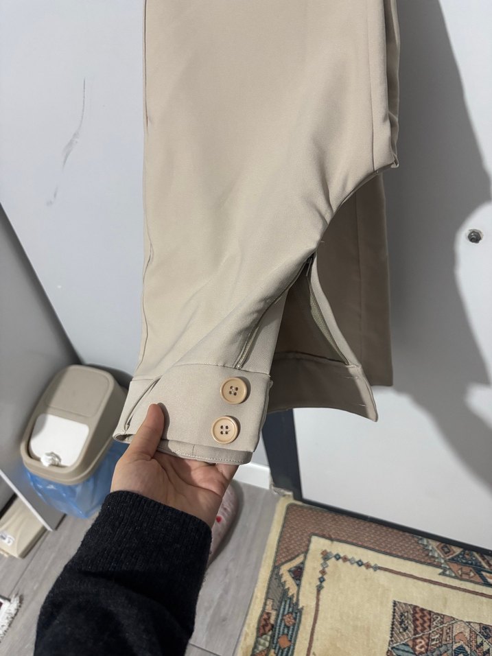 Bej Kadın Midi Kumaş Pantolon - Görsel 3