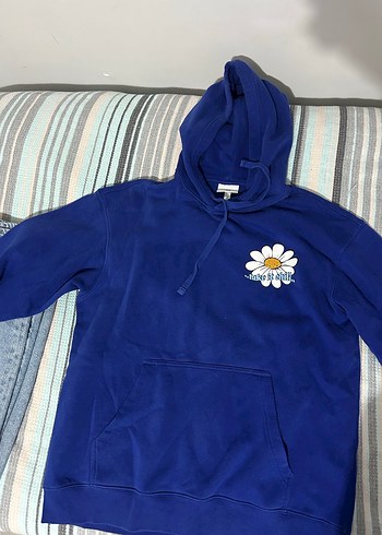 Kadın Mavi Kapüşonlu Sweatshirt