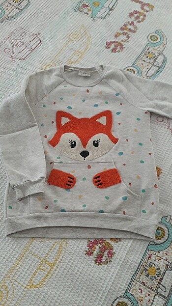 Sweatshirt tilki işlemeli