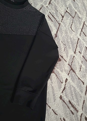 Siyah Kadın Uzun Kollu Midi Tunik - Görsel 4