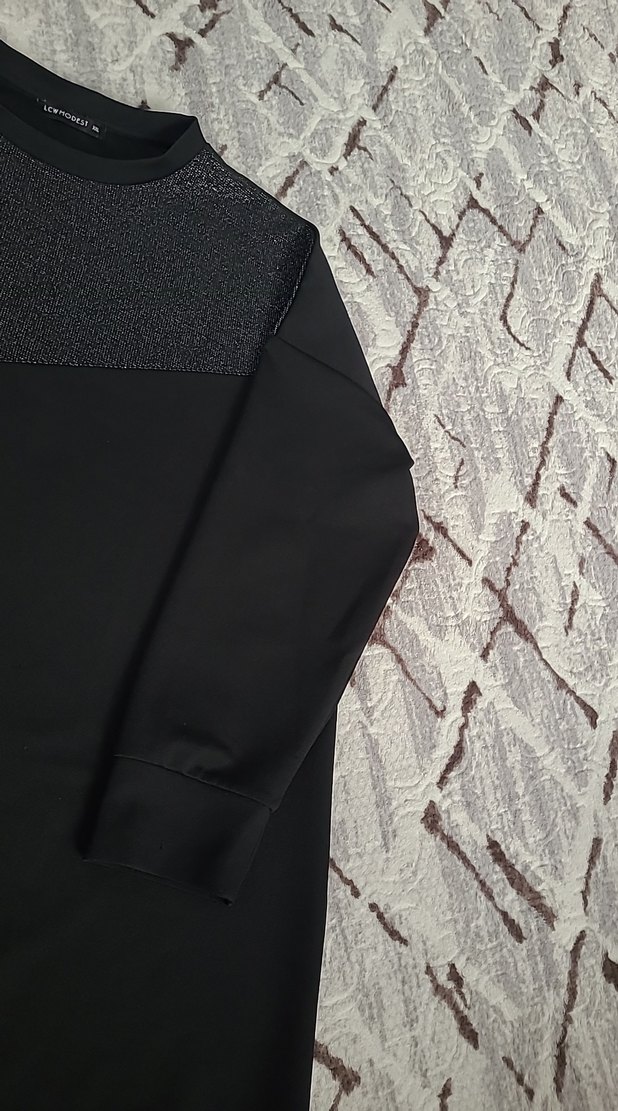 Siyah Kadın Uzun Kollu Midi Tunik - Görsel 4