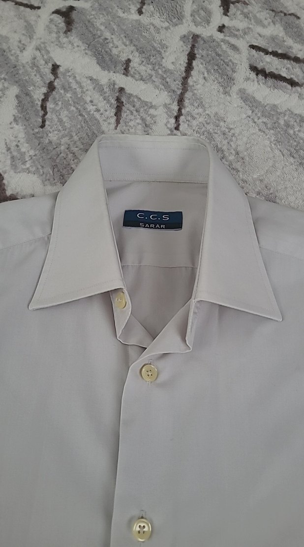 Gri Kısa Kollu Pamuklu Erkek Gömlek - Görsel 2