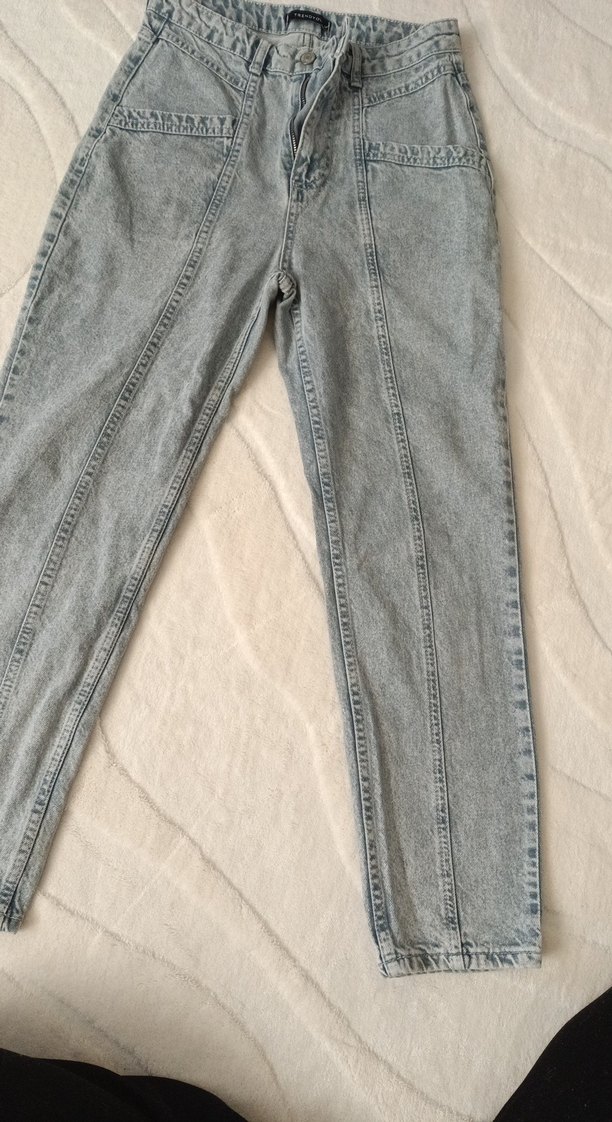 Gri Rahat Kesim Kadın Jean Pantolon - Görsel 2