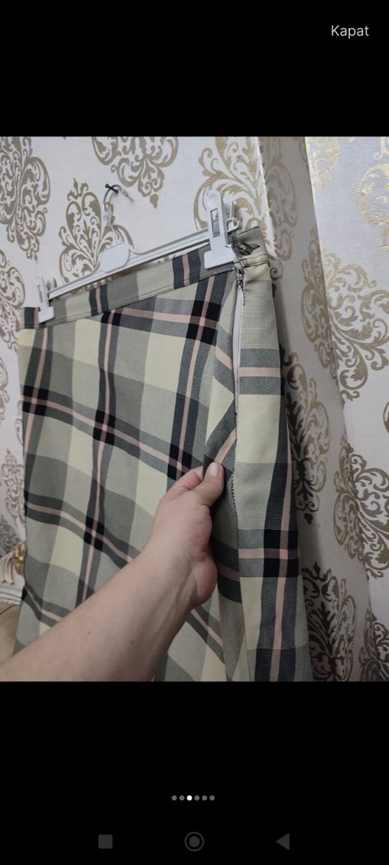 Bej Ekose Desenli Uzun Kadın Etek - Görsel 3