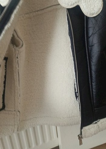 Kadın Siyah Deri Biker Mont, Fermuarlı, Sıcak Astarlı - Görsel 7