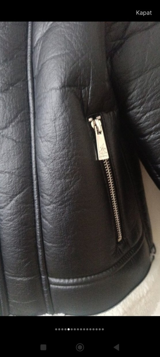 Çocuk Siyah Kürklü Deri Biker Mont - Görsel 5