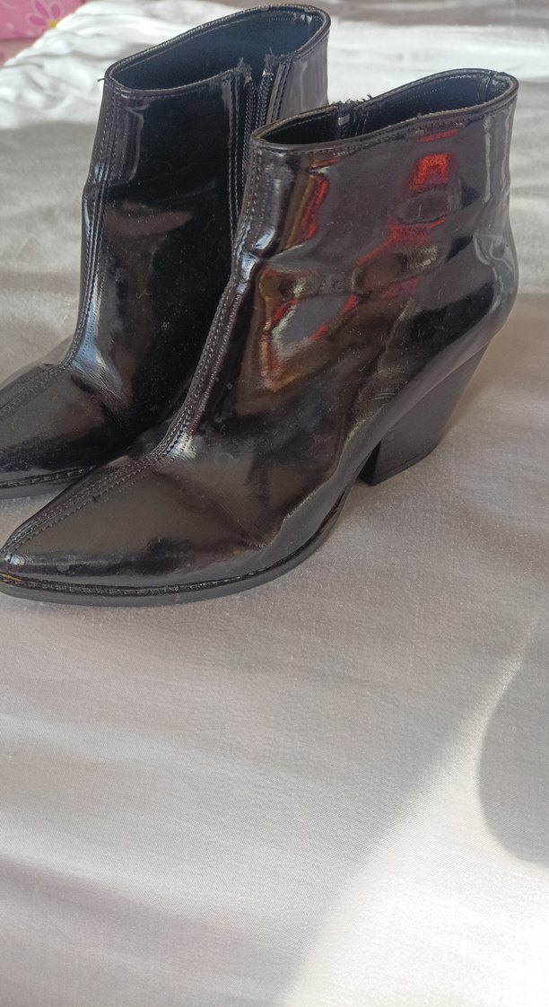 Siyah Parlak Deri Yılan Desenli Stiletto Bot - Görsel 2