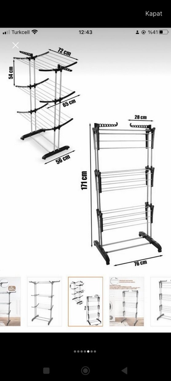 Katlanabilir Gri Kurutmalık Askısı - Görsel 4