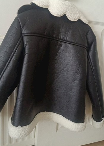 Kadın Siyah Deri Kürk Detaylı Biker Mont - Görsel 10