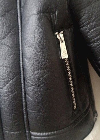 Kadın Siyah Deri Kürk Detaylı Biker Mont - Görsel 2